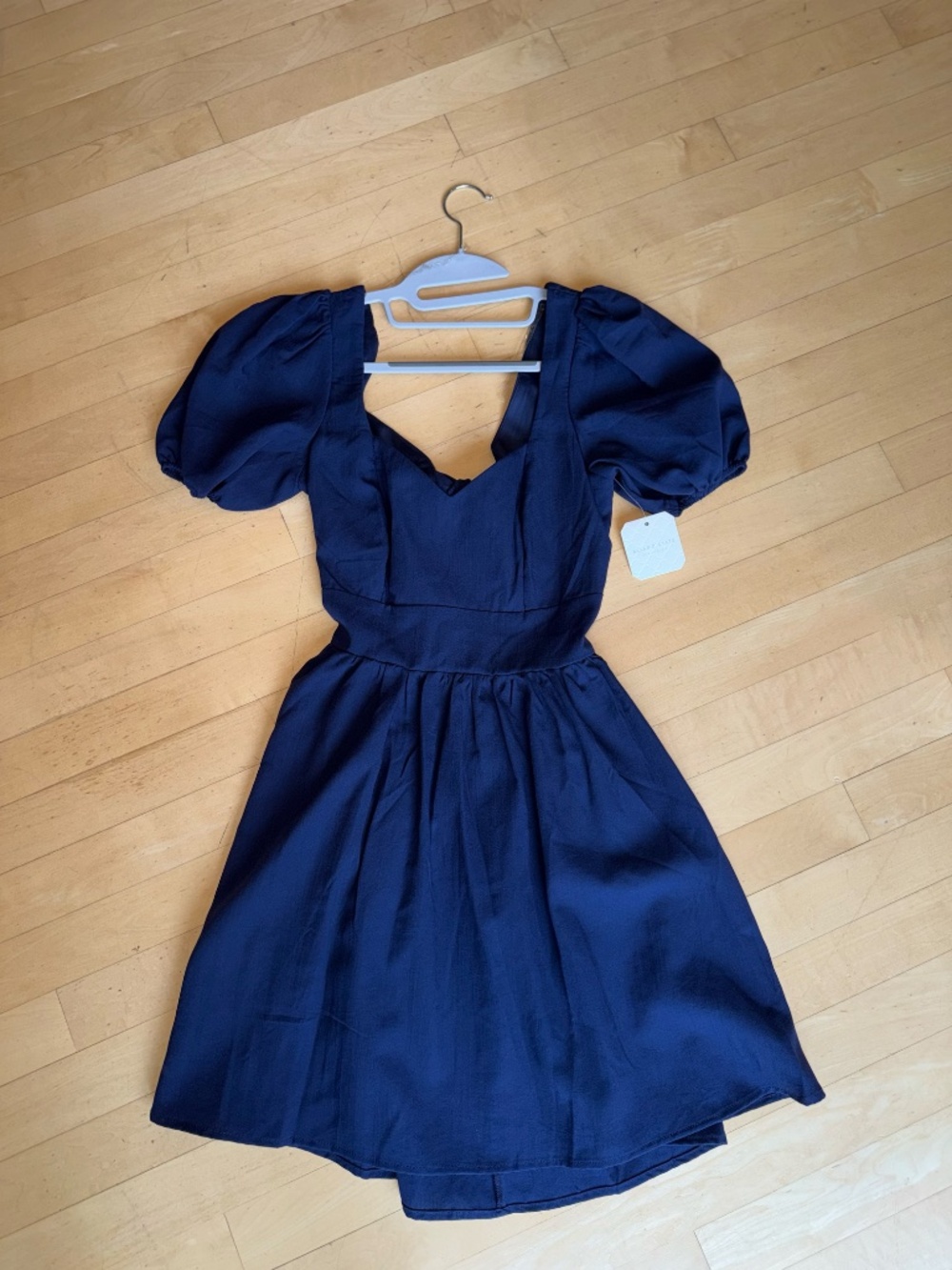 NWT Altar'd State navy puff sleeve vneck dress, XS, GL1360 - Picture 3 of 4